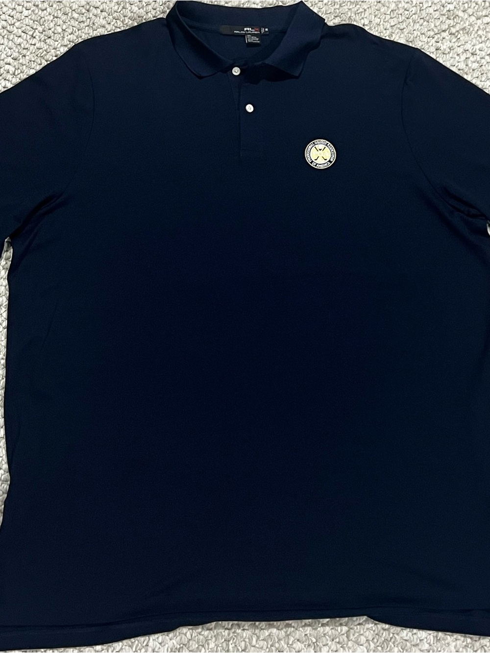RLX Ralph Lauren PGAA Polo Shirt Mens XXL Blue Short Sleeve 1/4 Button